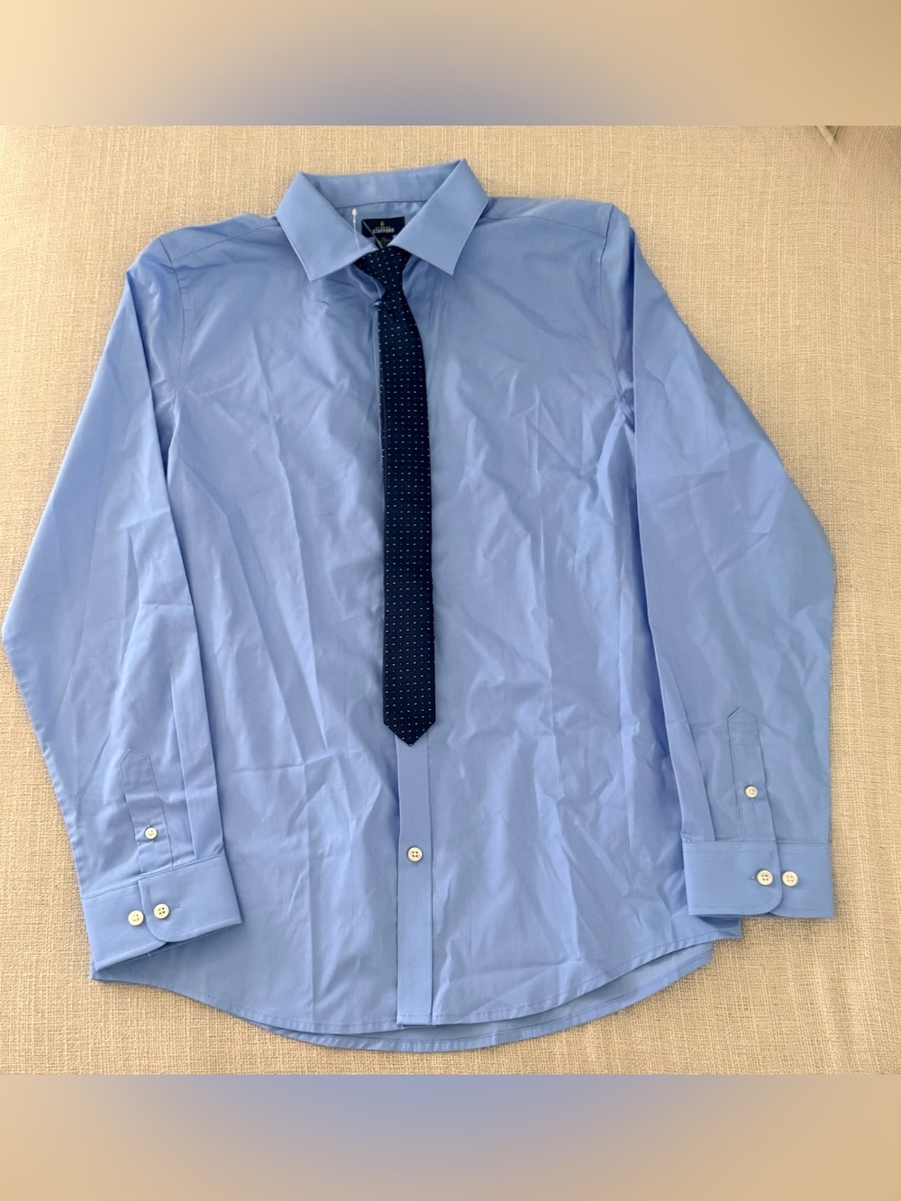 Stafford Boys XL 18/20H Blue Dress Shirt & Tie NWT
